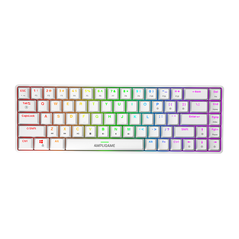Fifine GK1W mekaaninen näppäimistö, 65% RGB (valkoinen)