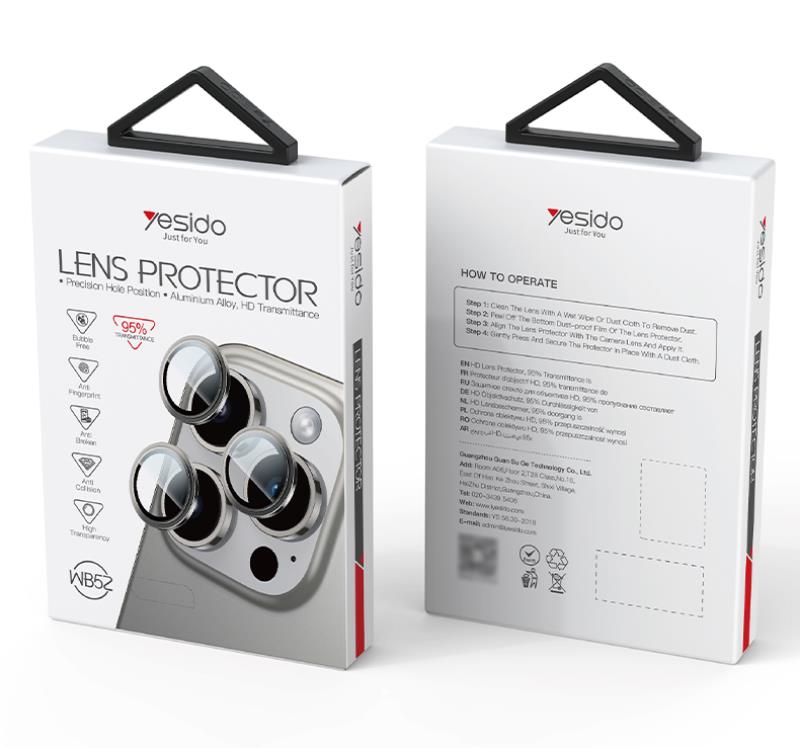 Yesido linssinsuoja WB52 iPhone 16 Pro/16 Pro Max, musta