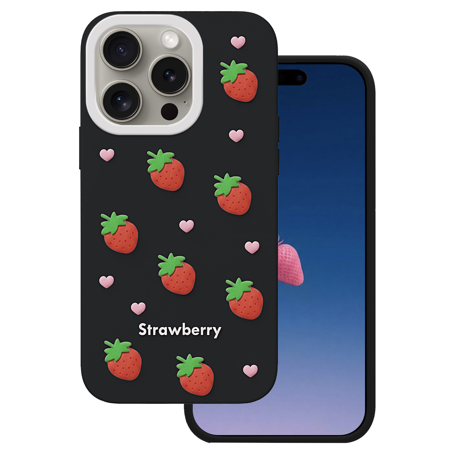 Mansikka-suojakuori iPhone 14 Pro / 15 Pro 6,1" musta