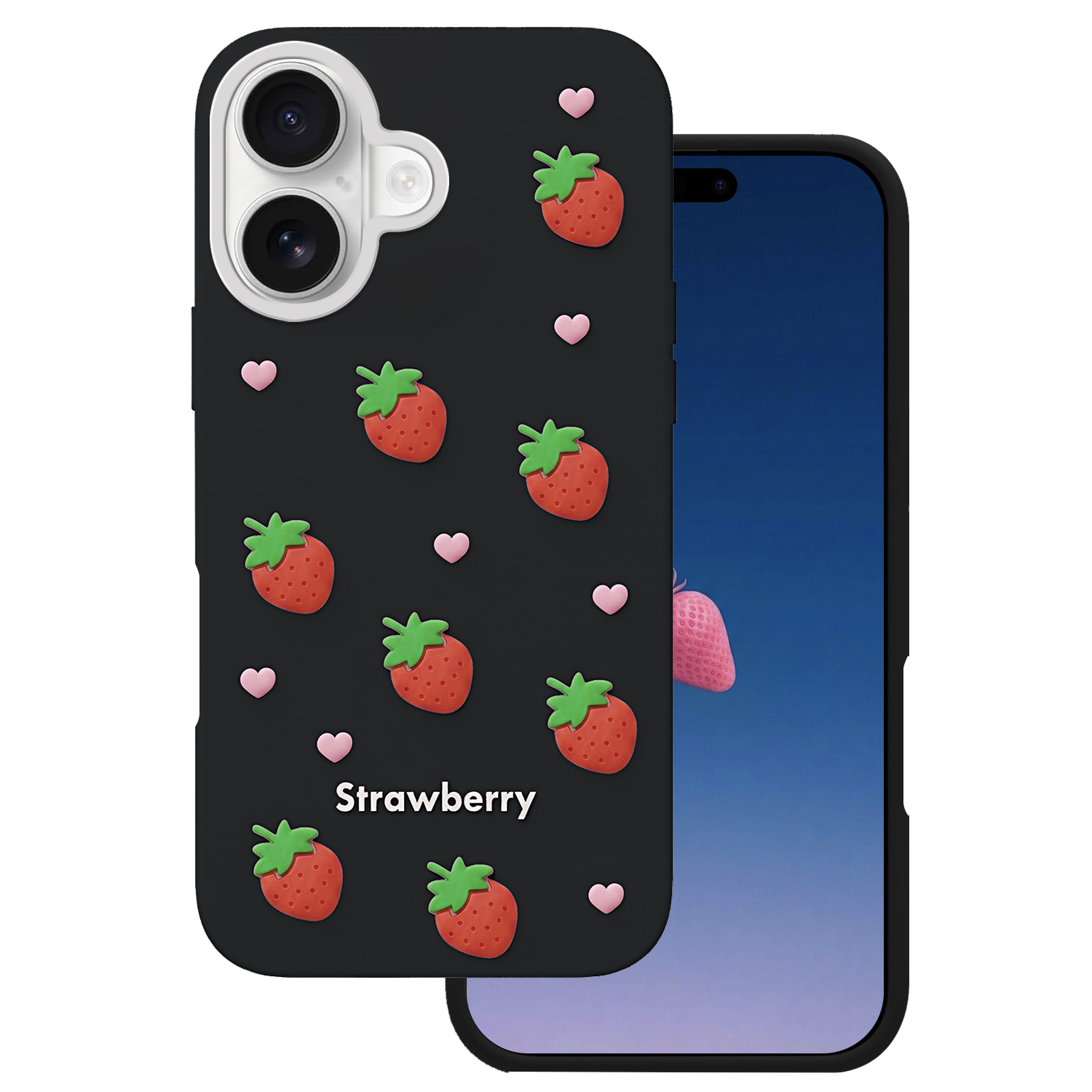 Mansikka-suojakuori iPhone 16 6,1" musta