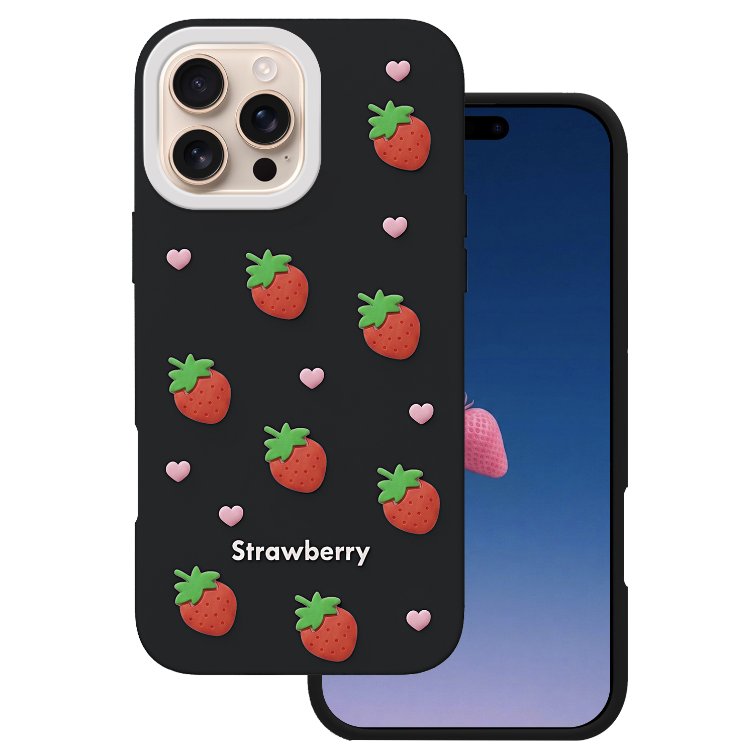 Mansikka-suojakuori iPhone 16 Pro 6,3" musta