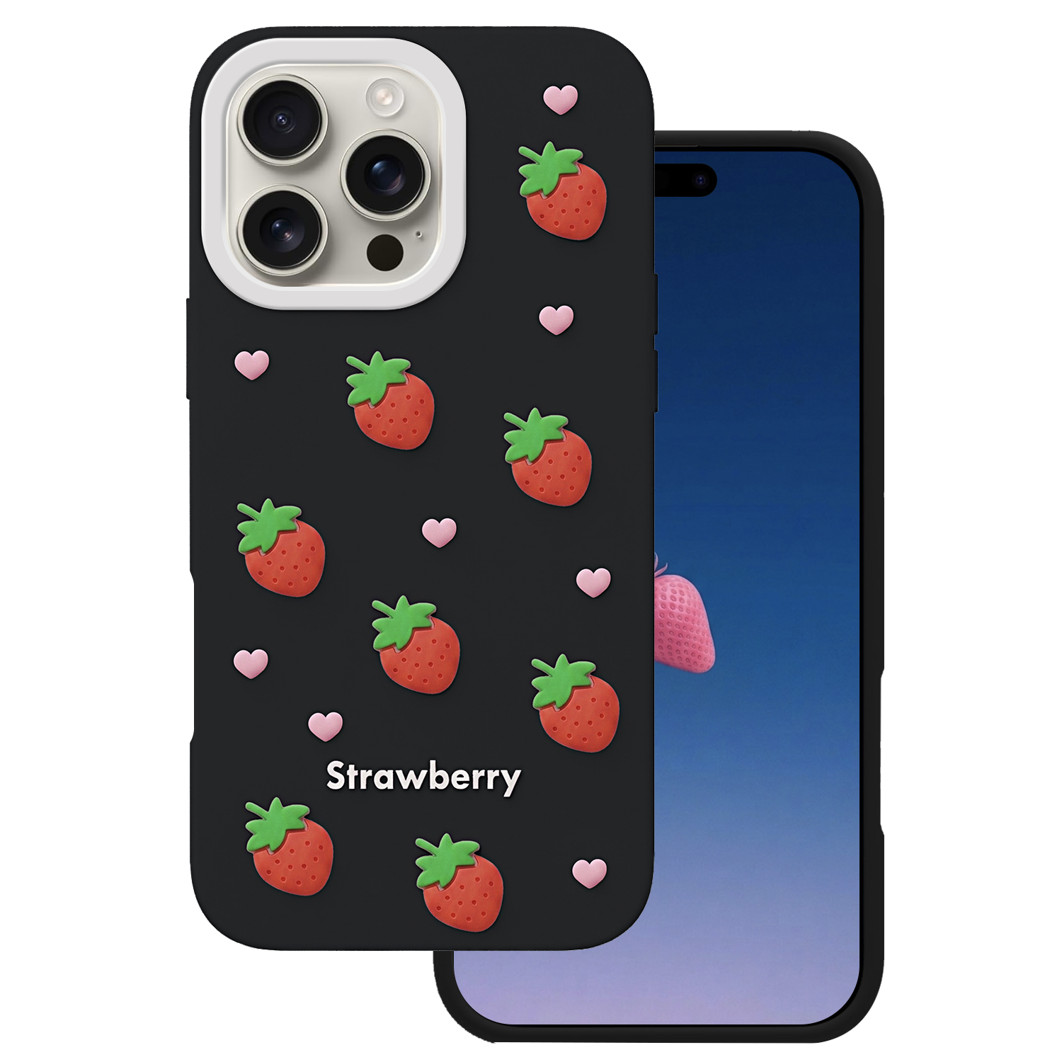 Mansikka-suojakuori iPhone 16 Pro Max 6,9" musta