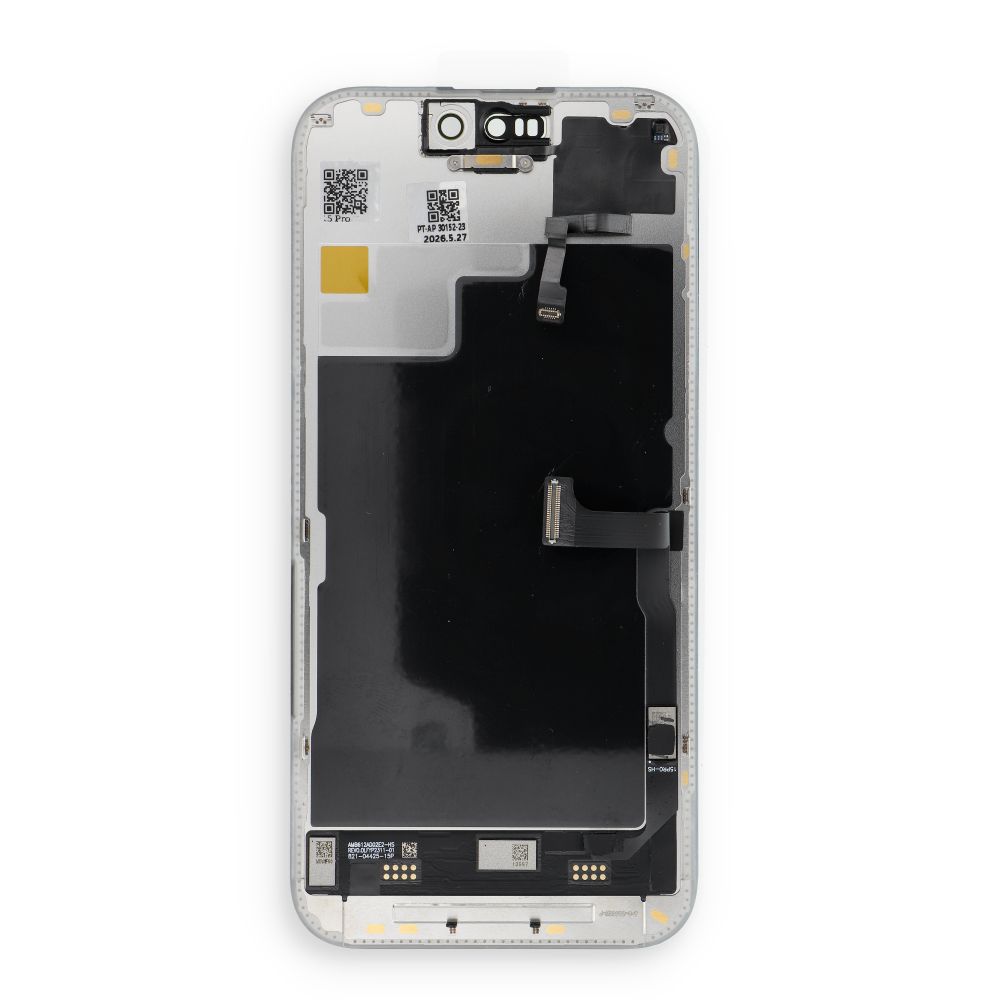 FixCell LCD-näyttö iPhone 15 Pro Soft OLED -mallille, 120 Hz, lähestymisvalosensorin joustava kaapeli (Tarkastettu: käytetty)