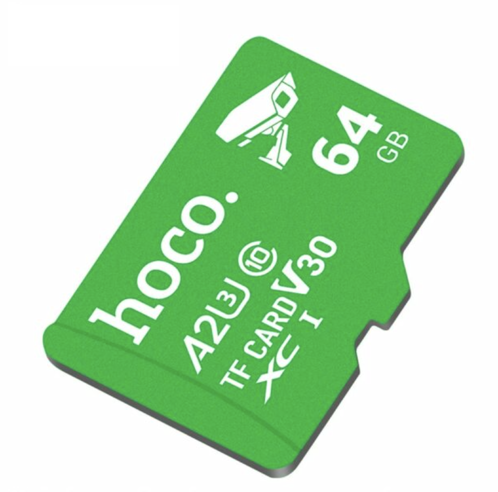 Muistikortti microSD 64 GB, luokka 10, UH-1, U3, V30, A2, Hoco, vihreä