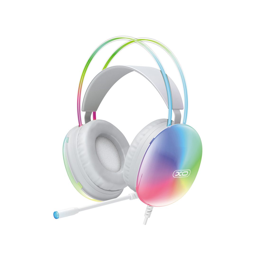 XO langalliset kuulokkeet GE11 jack 3,5mm - USB-A valkoinen RGB mikrofoni