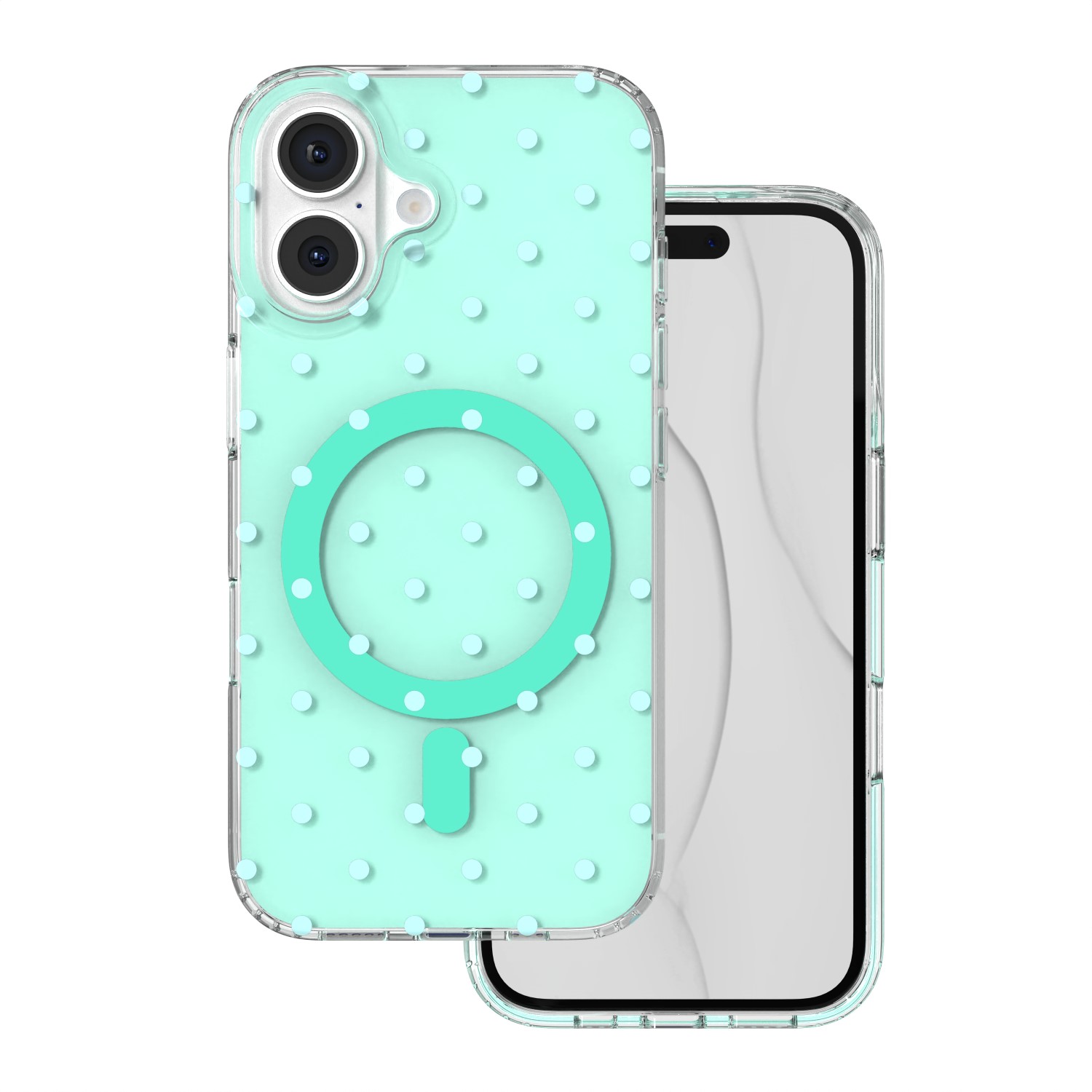 Bubble Dots Mag suojakuori iphone 16 6,1":lle, vihreä
