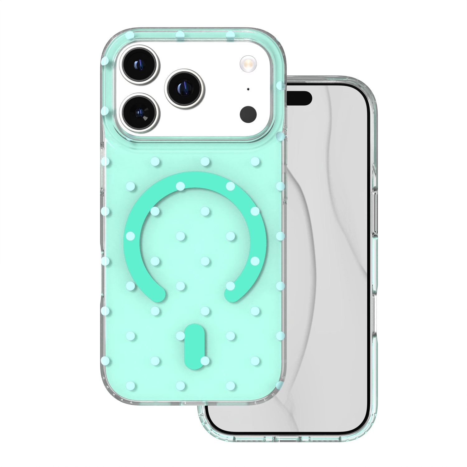 Bubble Dots Mag suojakuori iPhone 17 Pro 6,3" / 18 Pro 6,3":lle, vihreä