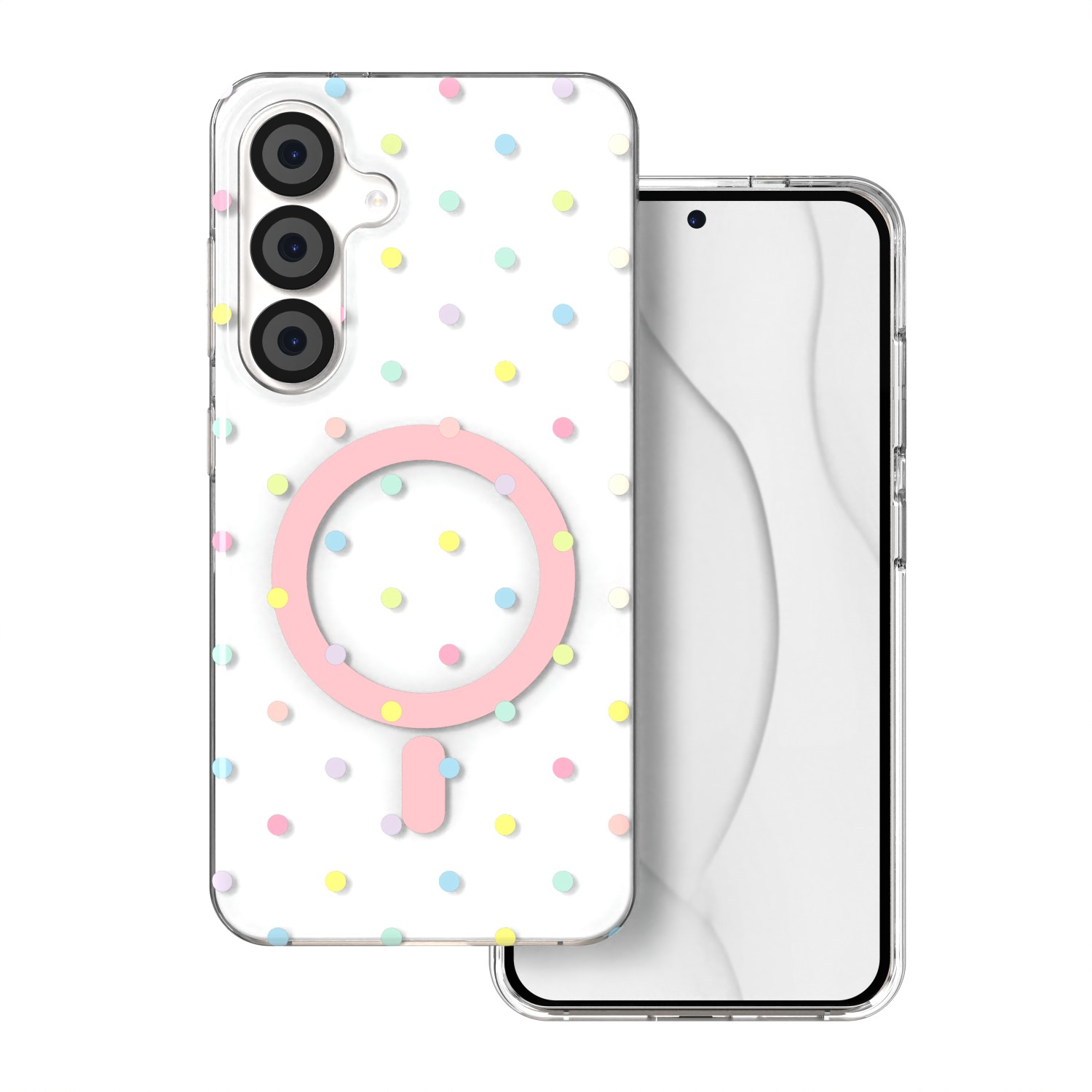 Bubble Dots Mag suojakuori Samsung S24 / S25 valkoinen