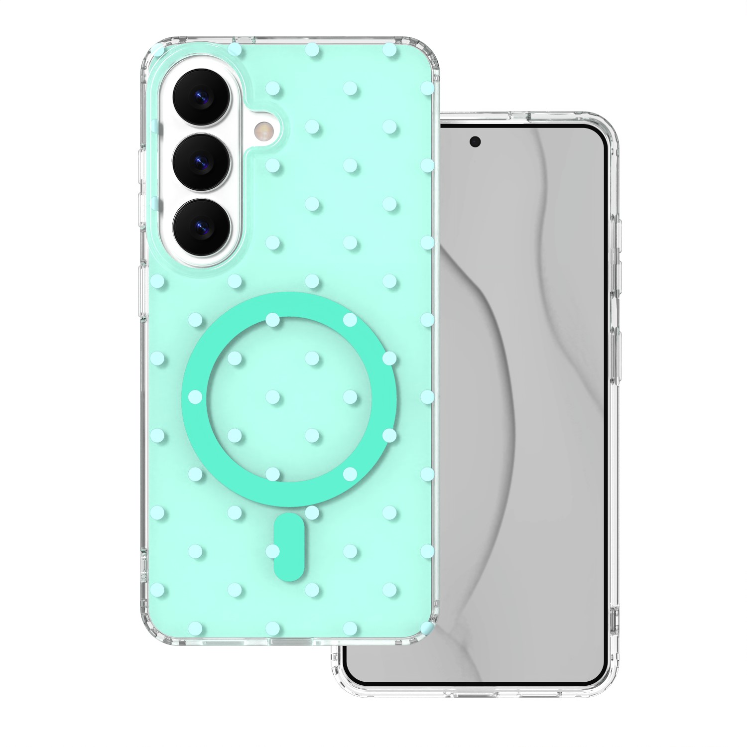Bubble Dots Mag suojakuori Samsung S26:lle, vihreä
