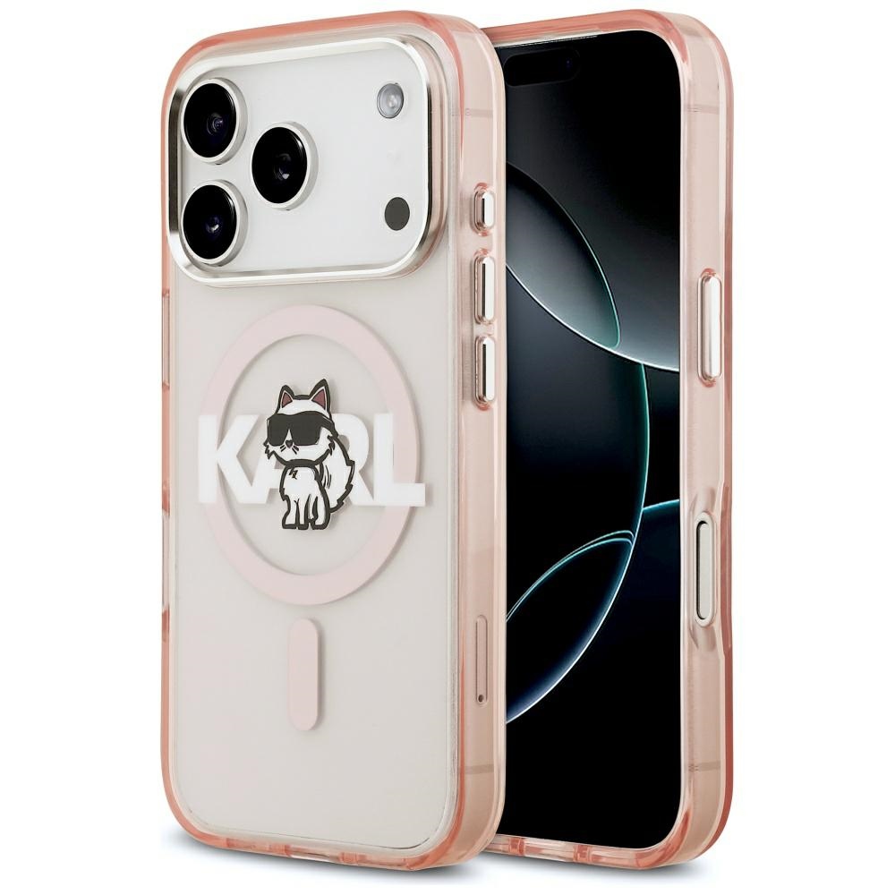 KARL LAGERFELD suojakuori iPhone 17 Pro MagSafe-yhteensopiva (KLHMP17LHGCHGKBP, IML Choupette Sketch Logo) pinkki