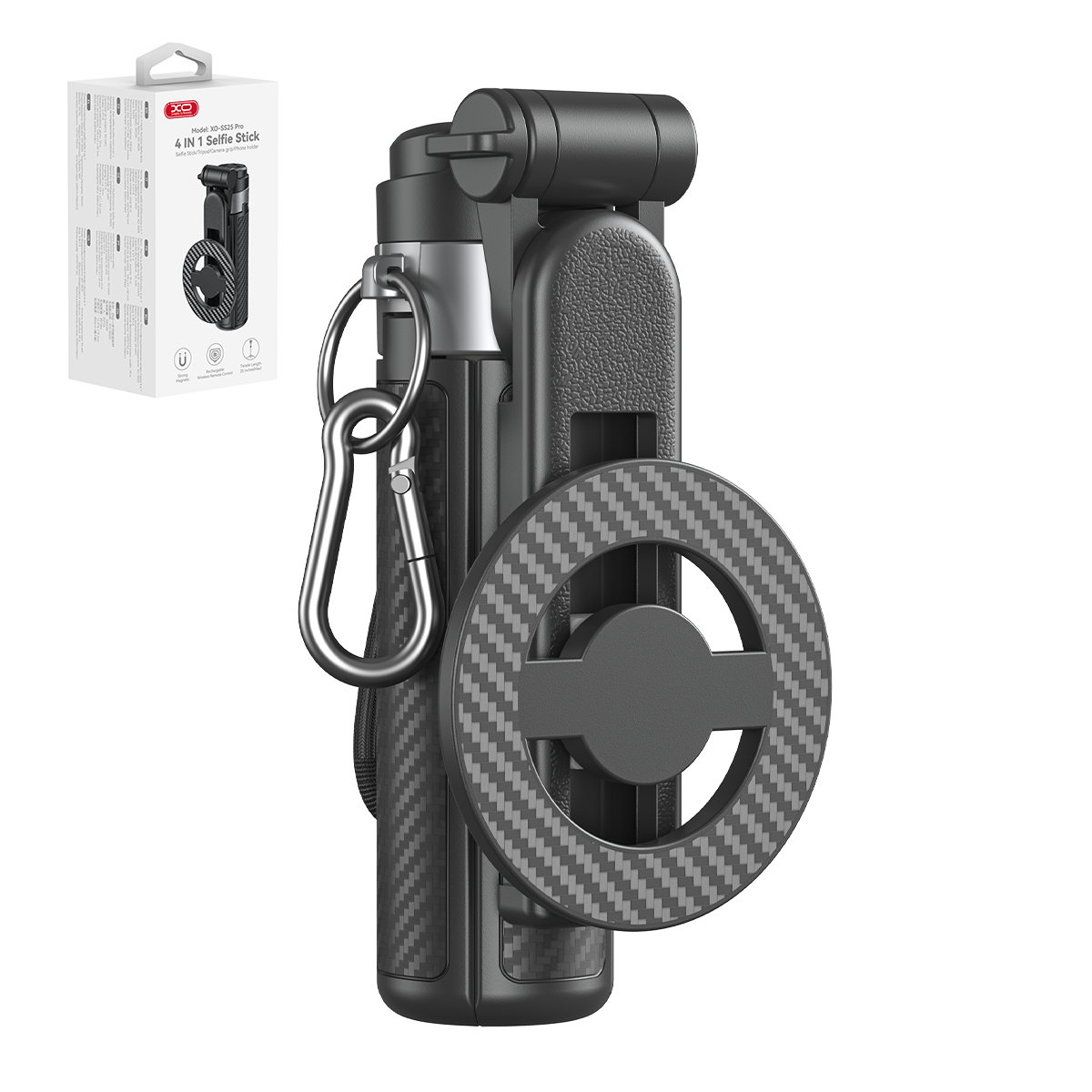 XO selfie stick Bluetooth tripod SS25 black magnetic for MagSafe 64cm