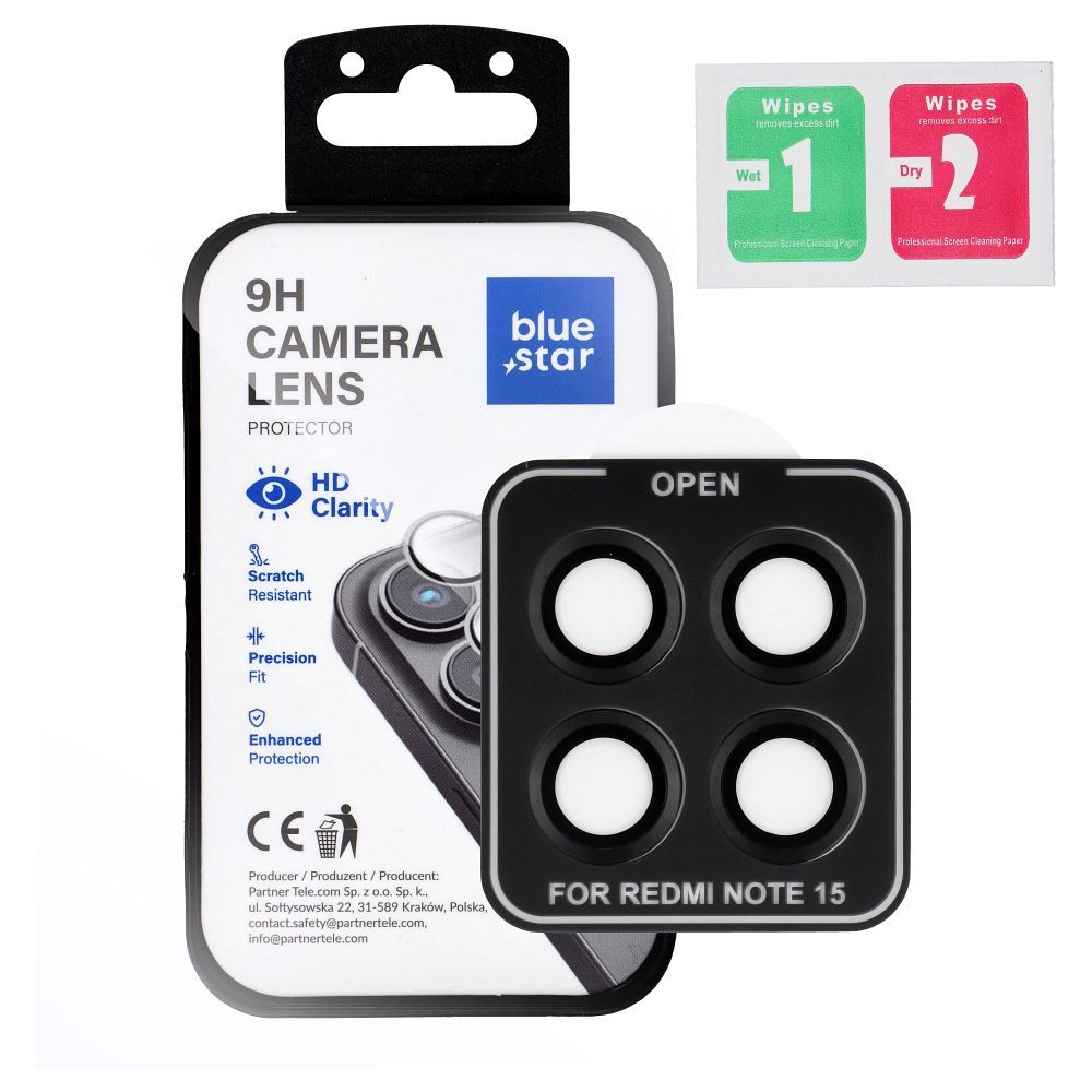 Camera Lens Protector BLUE STAR Easy Install for XIAOMI Redmi NOTE 15 15 5G black