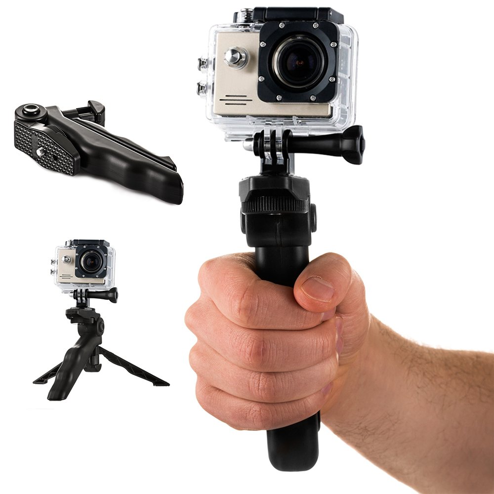 Kiinnike minijalustalla GoPro SJCAM -toimintakameroille - musta