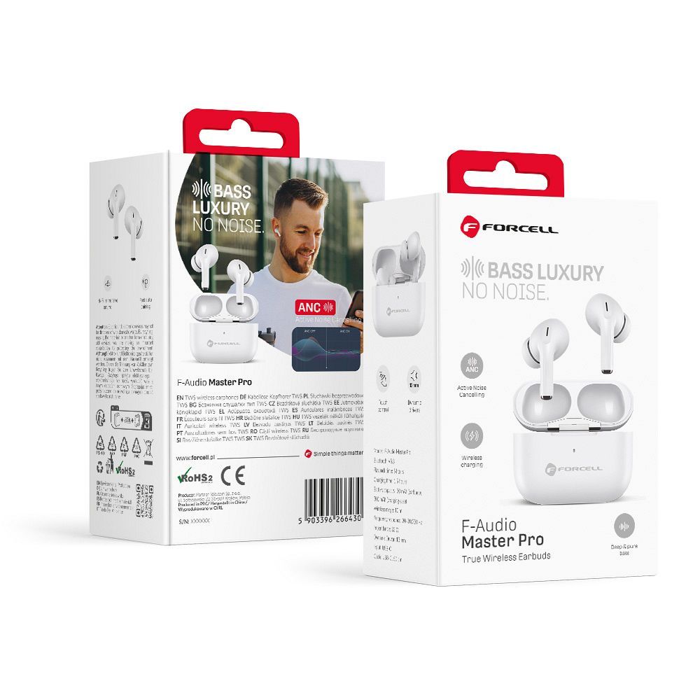 FORCELL F-AUDIO Master Pro langattomat kuulokkeet bluetooth TWS valkoinen