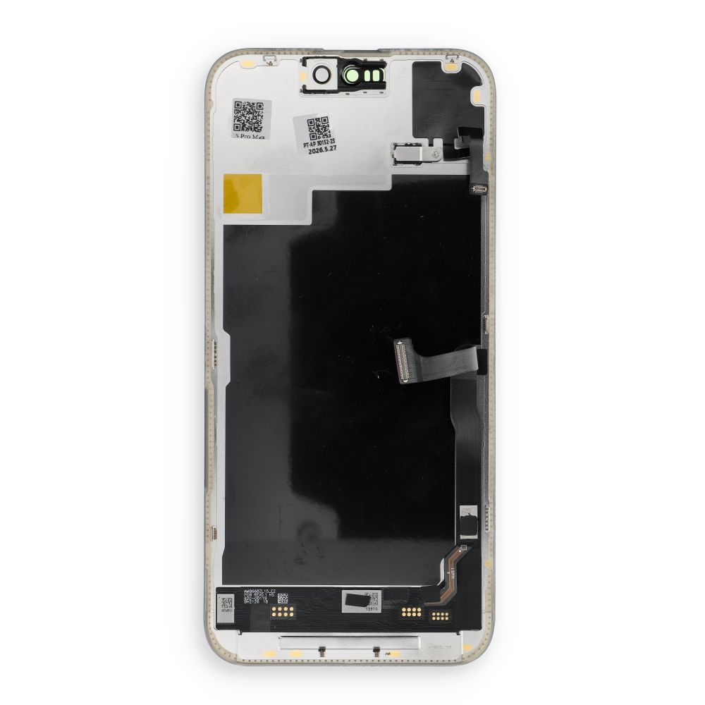 FixCell LCD-näyttö iPhone 15 Pro Max SOFT OLED 120 Hz:lle, valonanturin joustava kaapeli (Tunnistettavissa: käytetty)