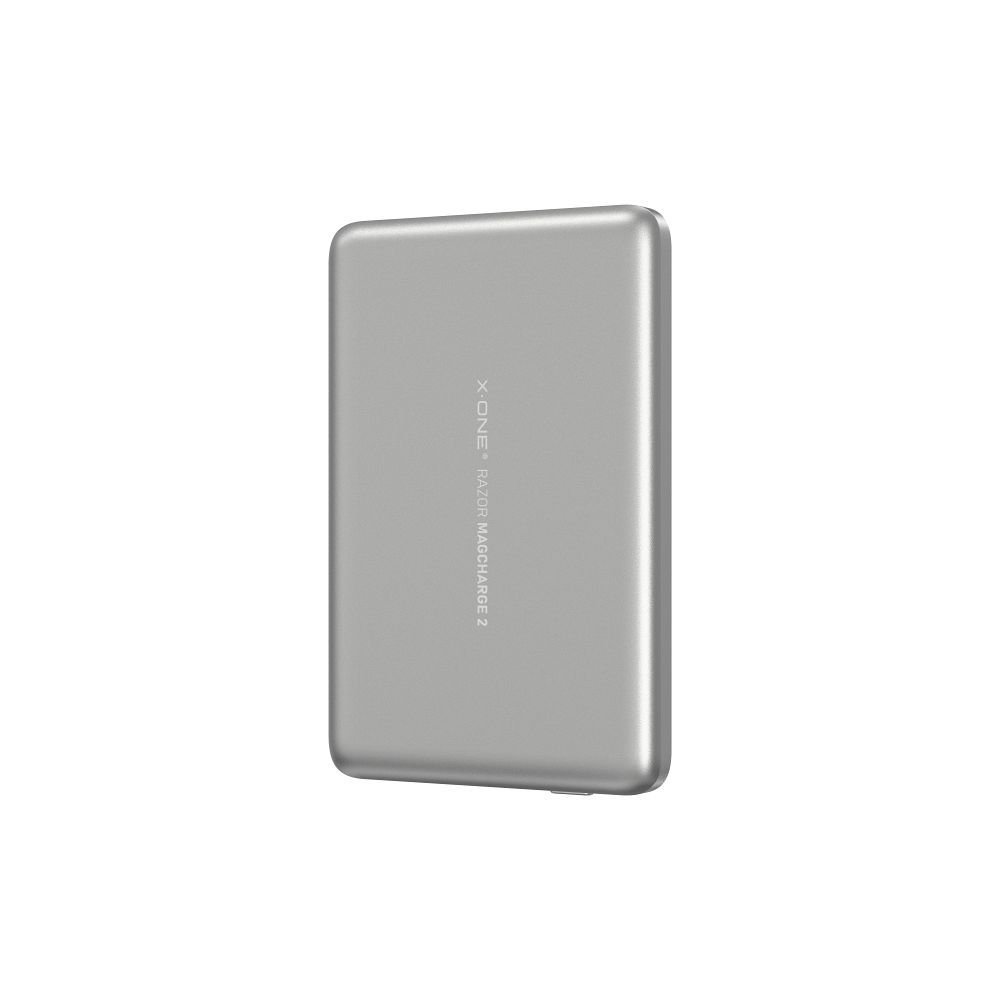 X-ONE Razor 2 Magcharge Ultraslim MagSafe-yhteensopiva varavirtalähde (7,6mm), 5000mAh, hopeinen