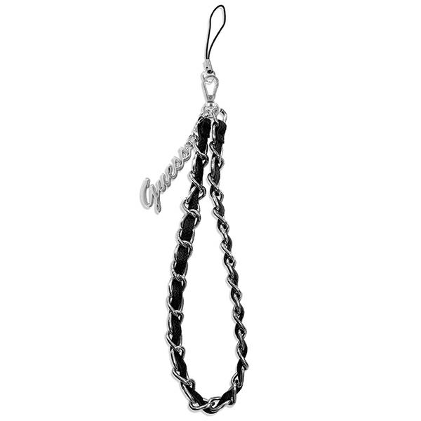 Guess riipus GUSTSASSK puhelimen hihna musta Chain Metal Logo Charm