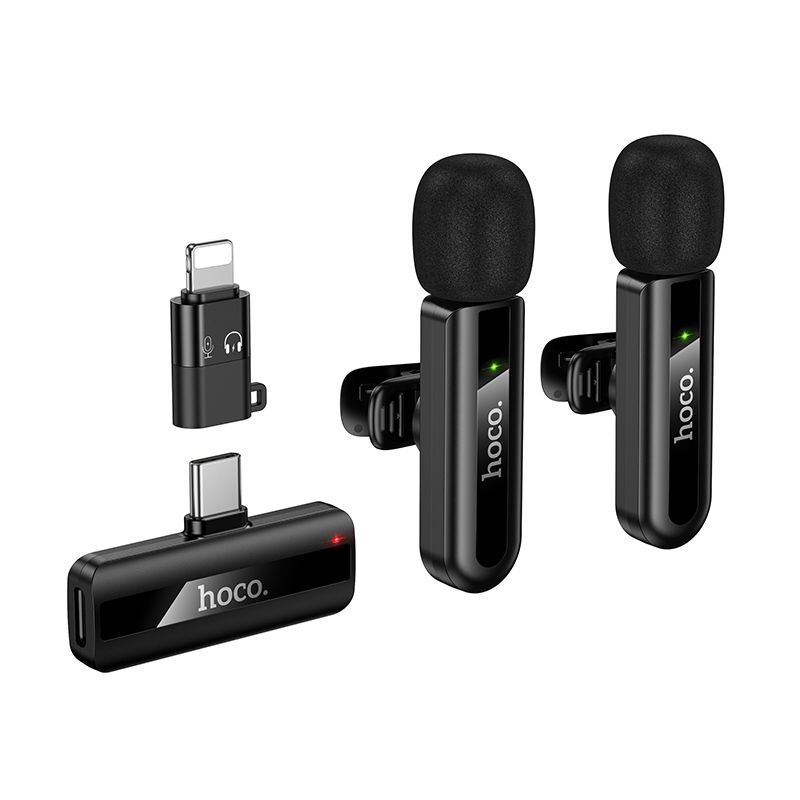 Langaton mikrofonisetti Hoco L20A, USB-C/Lightning, musta