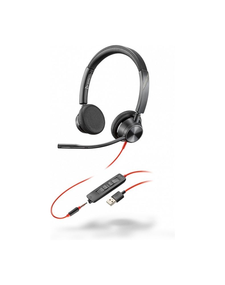 Langalliset kuulokkeet Jack 3,5 mm / USB A Poly Blackwire C3215 musta