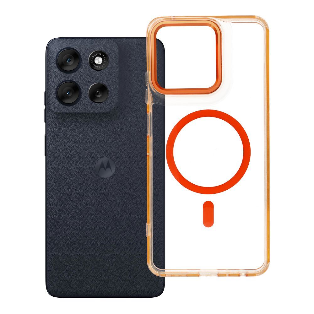 Suojakuori Motorola G56 Frame Clear Hybrid Mag Cover yhteensopiva MagSafe kanssa hermes oranssi