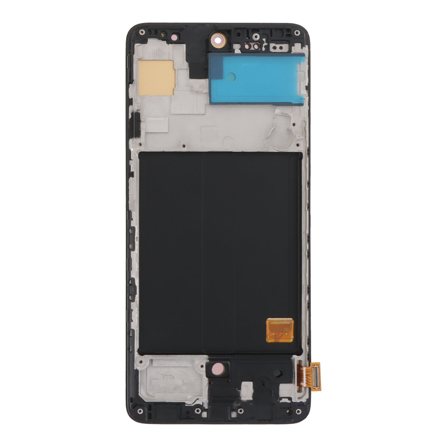 Ekranas Samsung A515 A51 2020 su lietimui jautriu stikliuku ir rėmeliu juodas OLED (real size)