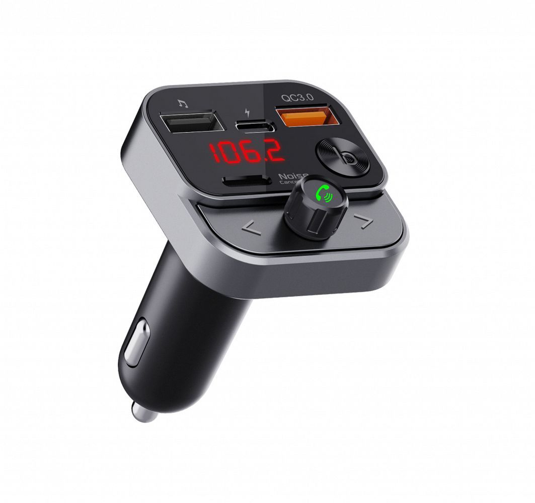 ART FM-lähetin bluetooth 5.0 + USB A QC3.0 + Typ C (yhteensä 30W) FM-84B musta