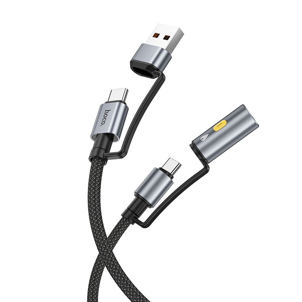 Hoco All-in-one -kaapeli USB-A / USB-C – USB-C / autosytytinlaturi 3A 60W 1,2m U138 musta