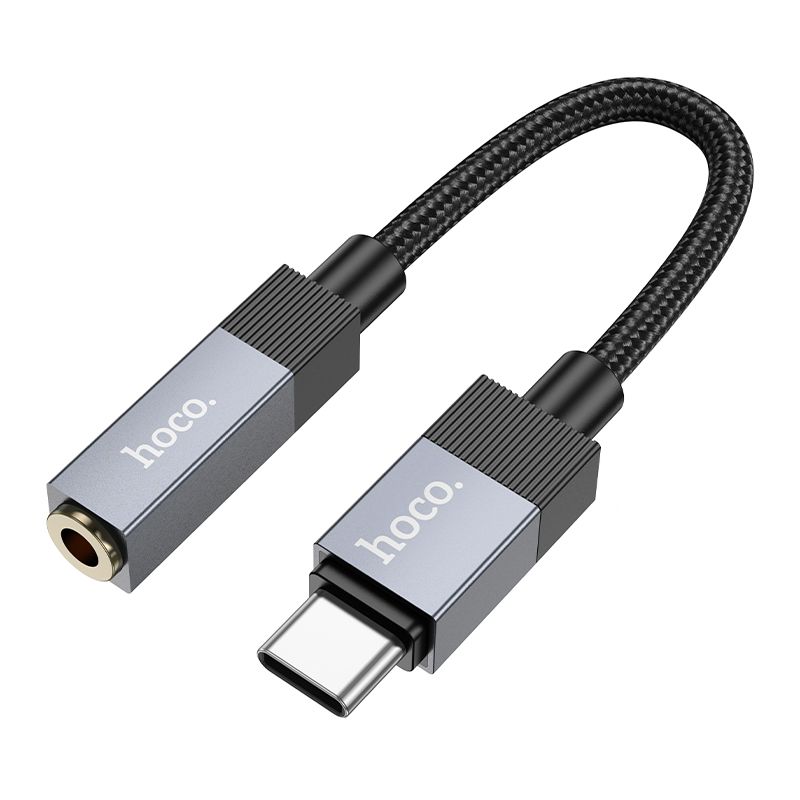 Hoco UPA32C sovitin USB C (uros) - Jack 3,5 mm (naaras) musta