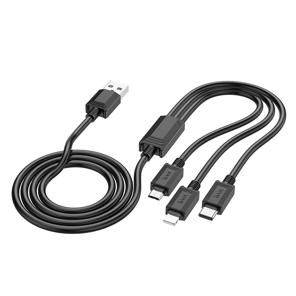 Hoco 3-in-1 -kaapeli USB-A – Lightning / Micro USB / USB-C 2A X74 1m musta