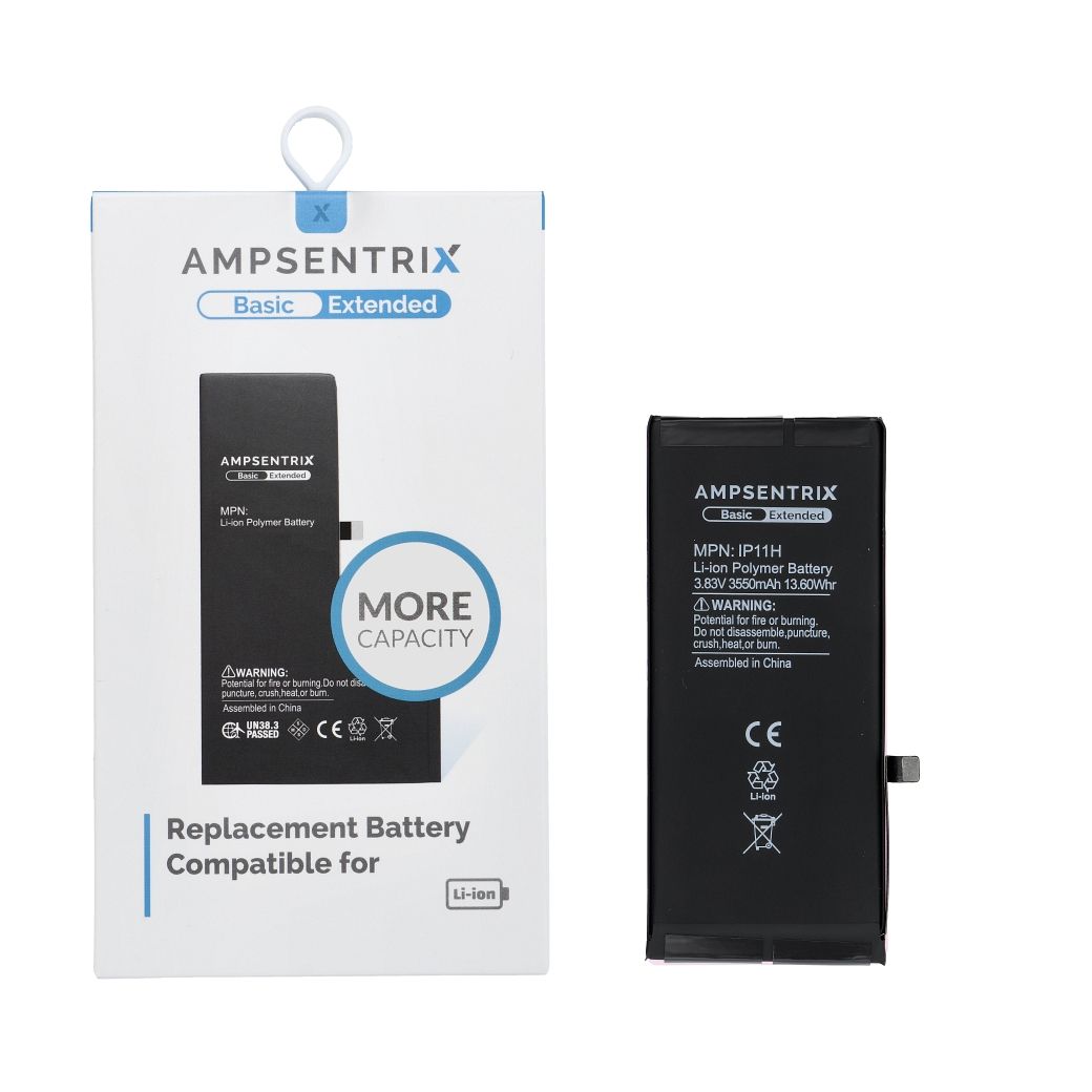 AmpSentrix Basic akku iPhone 11:lle (suurikapasiteettinen 3550 mAh)