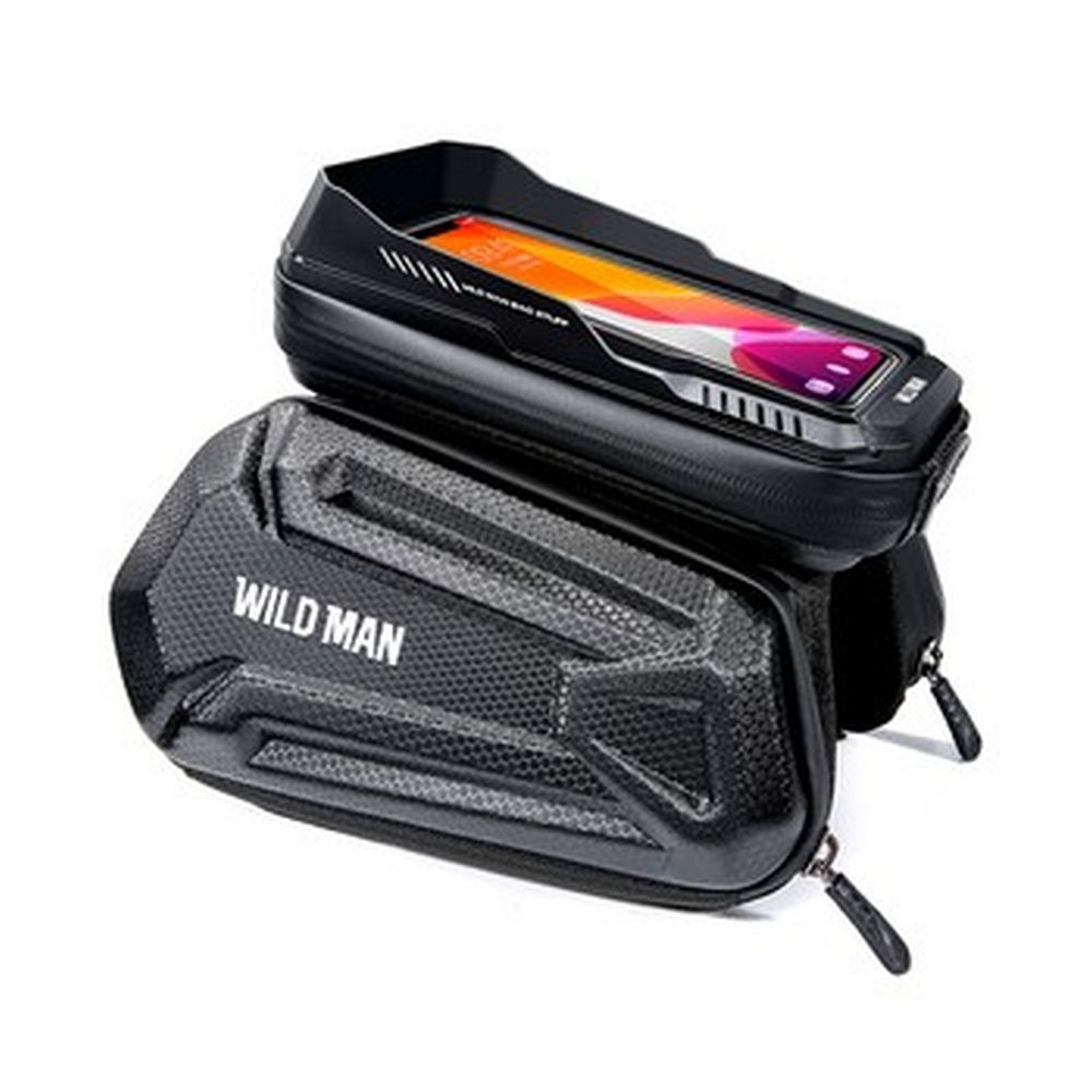 WILDMAN matkalaukku polkupyörän rungolle vetoketjulla, 1,2L (4 "- 7"), XT6, musta