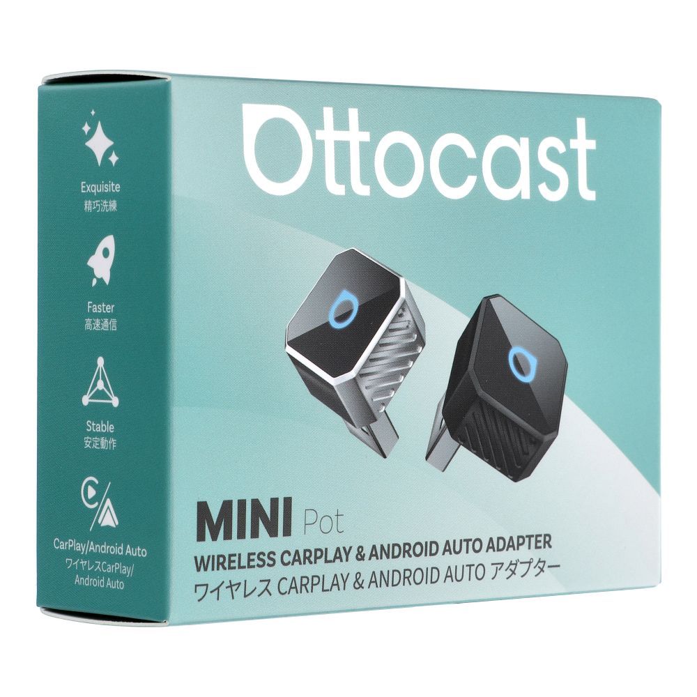 Ääniadapteri autoon OTTOCAST Mini Cube T3 (CarPlay Android auto) hopeinen