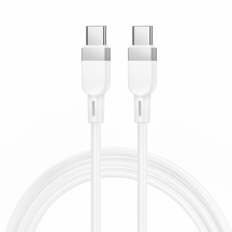 Hoco X109 silikoninen kaapeli USB C - USB C 3A 60W 1 m valkoinen