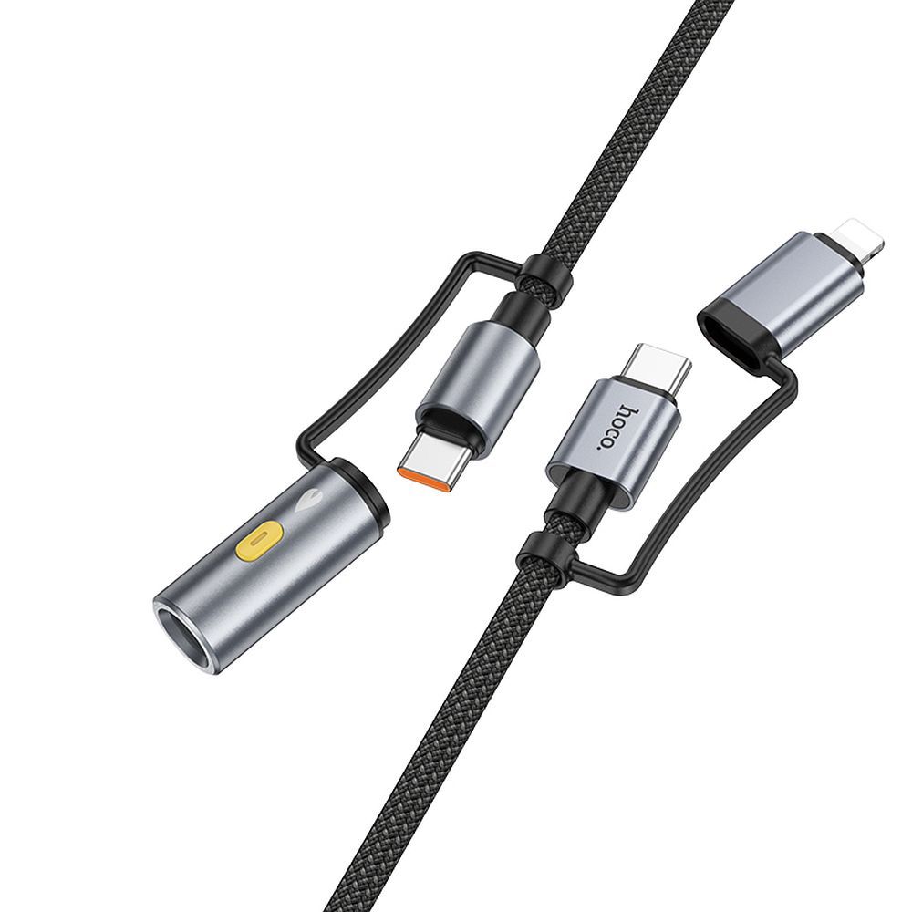 Hoco All-in-one -kaapeli USB-C / Lightning – USB-C / autosytytinlaturi PD 3A 60W 1,2m U138 harmaa