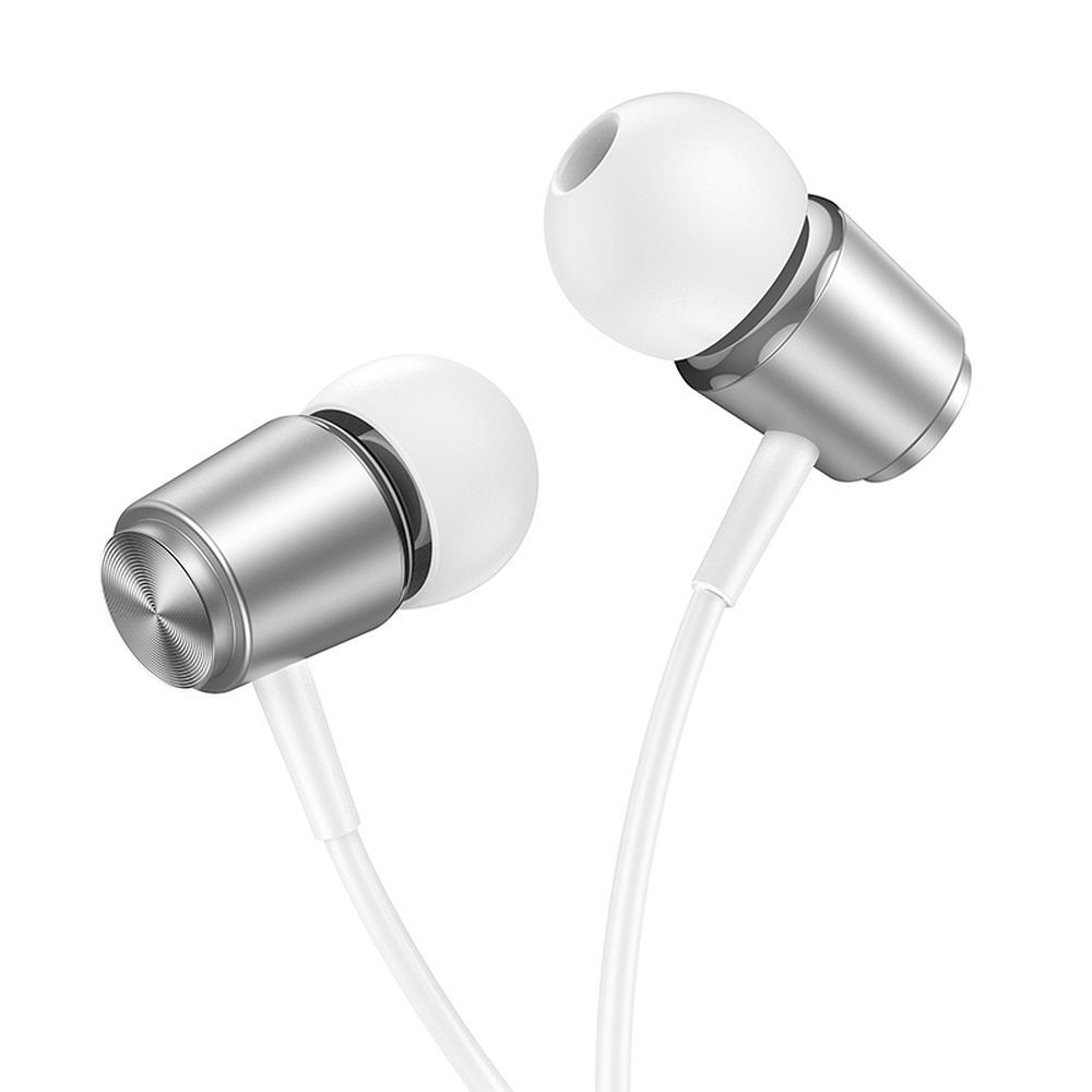 Hoco M108 langalliset nappikuulokkeet Jack 3,5mm - hopeinen