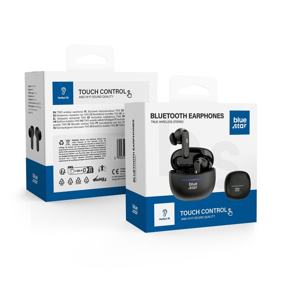 Bluetooth handsfree Blue Star (BK44) TWS musta