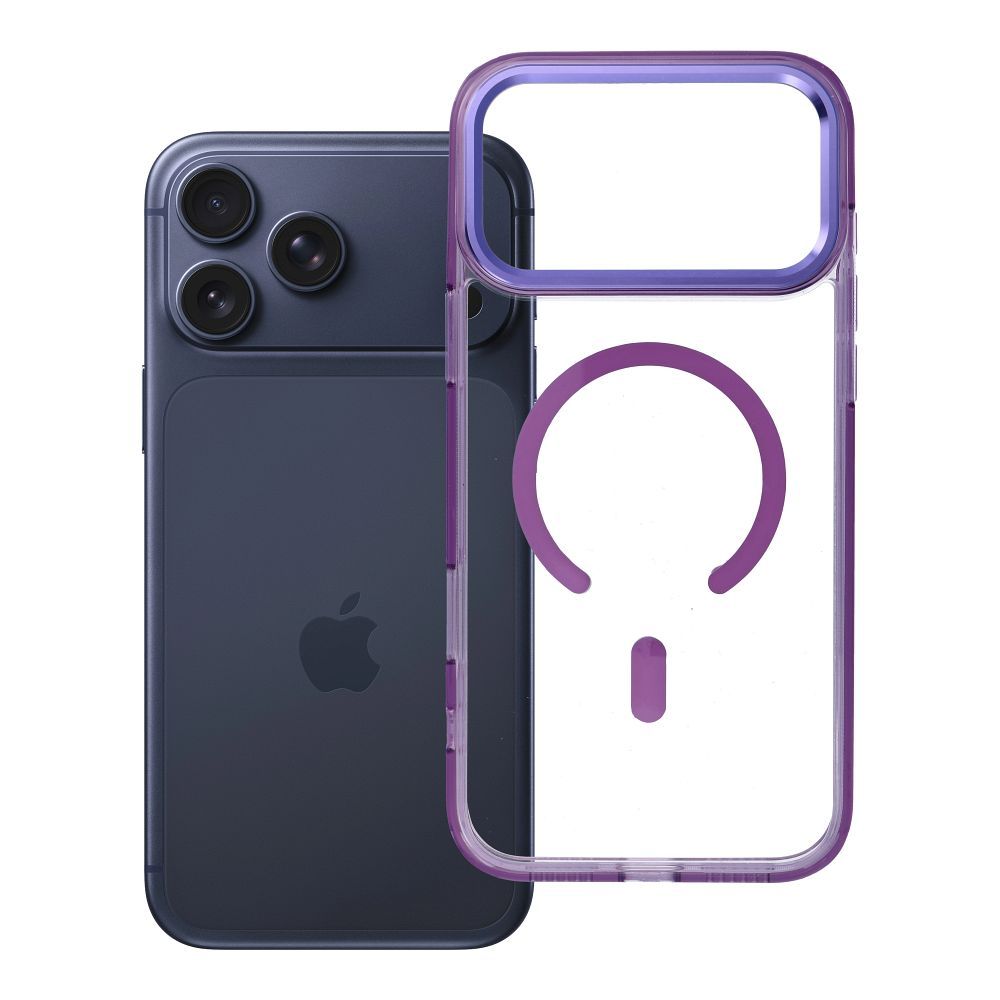 Case for iPhone 17 PRO MAX Frame Clear Hybrid Mag Cover compatible with MagSafe purple