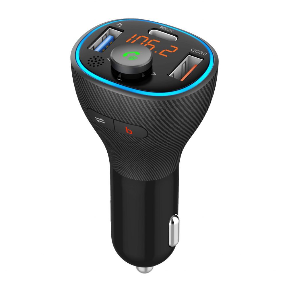 ART FM-lähetin bluetooth 5.0 + USB A QC3.0 + Typ C (yhteensä 30W) FM-73 musta