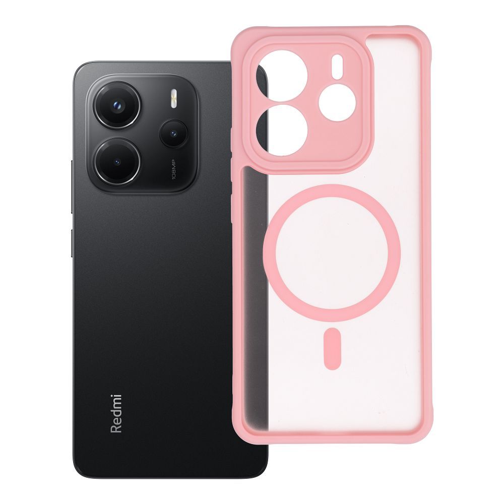 Suojakuori Xiaomi Redmi Note 14 5G:lle Full Matte Mag Cover yhteensopiva MagSafe vaaleanpunainen