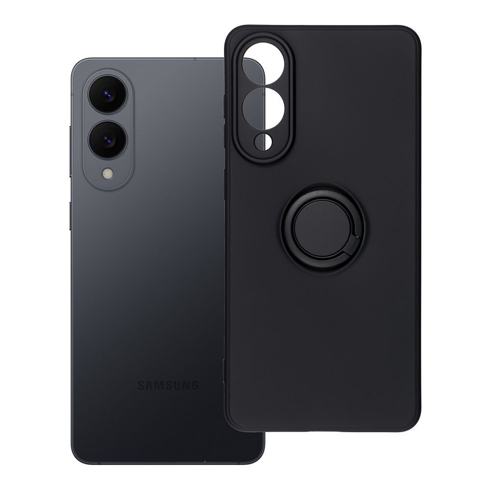 Silikoninen Suojakuori Renkaalla Samsung S25 EDGE:lle musta