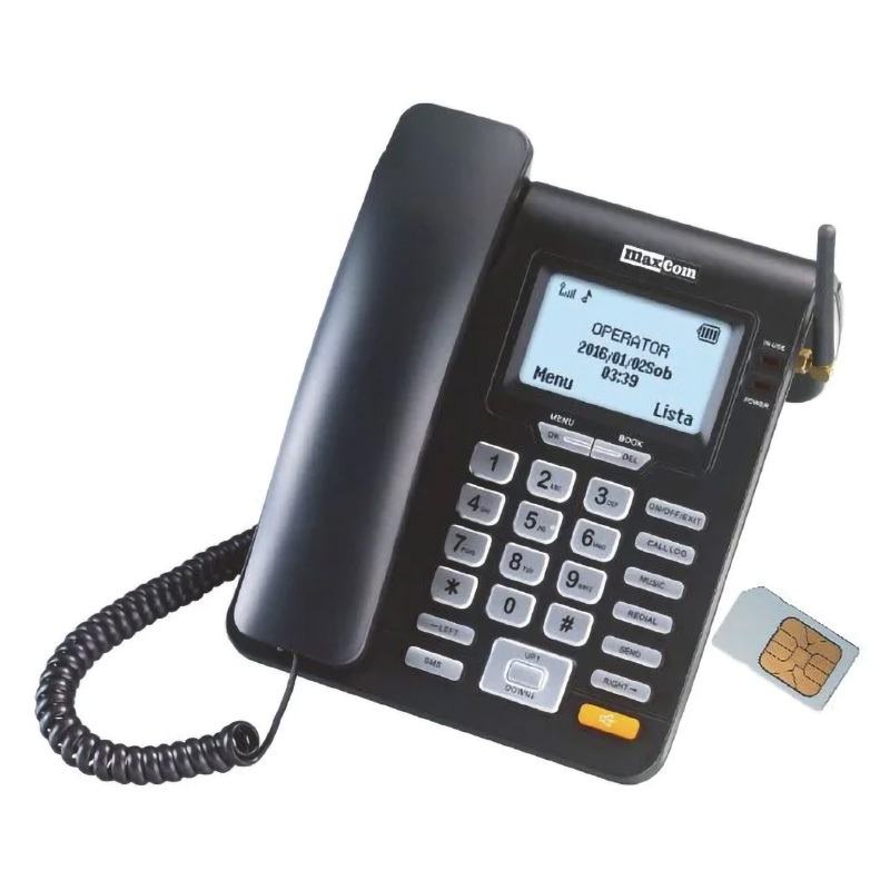 Matkapuhelin - MAXCOM MM 28D lankapuhelin langallinen SIM-kortilla musta