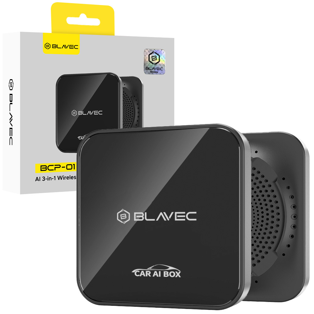 Blavec AI BOX Adapter Carplay Android Auto wireless BCP-01 - Bluetooth Wifi + cables USB to Type C & Type C to Type C (CPAABCP01-BWB) black