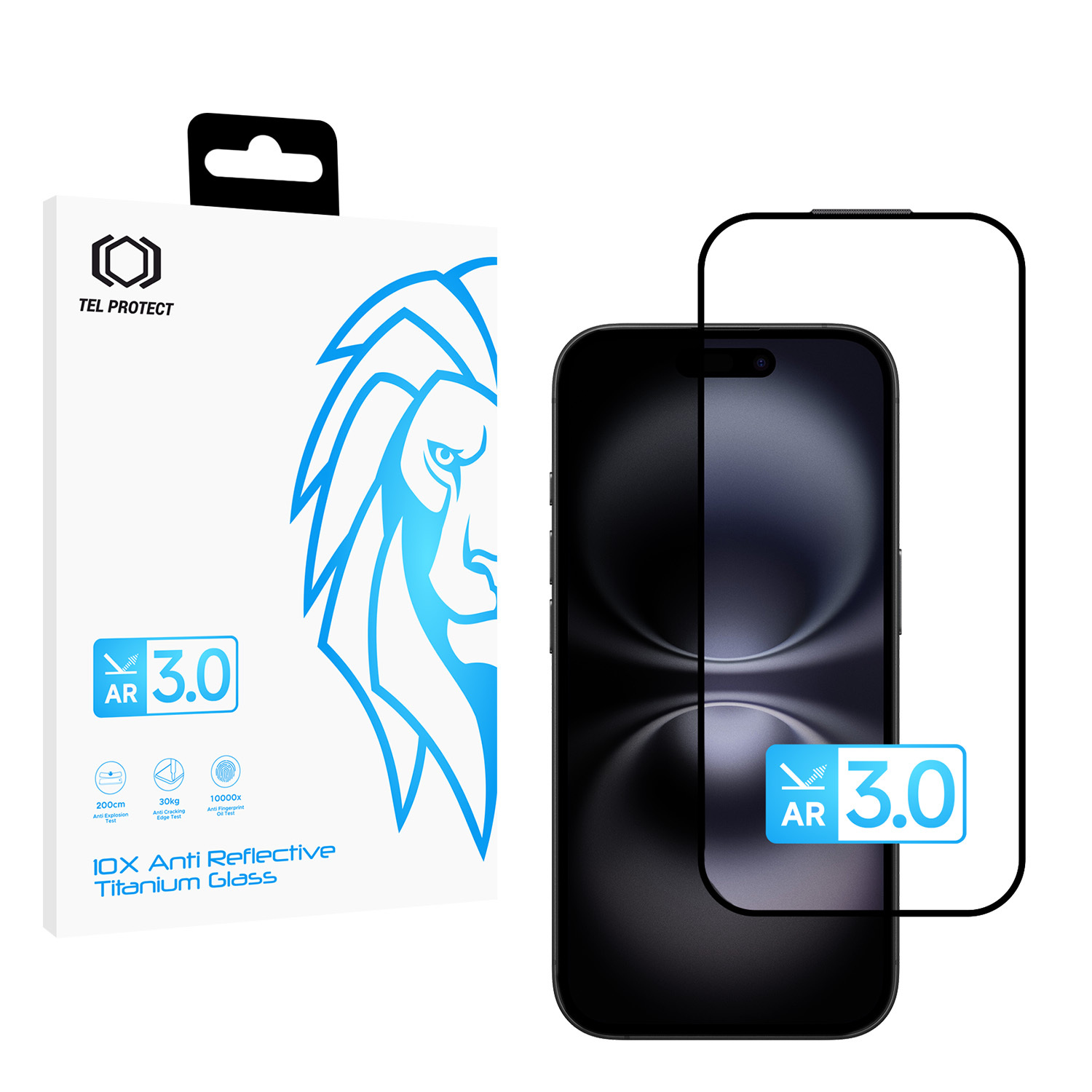 Karkaistu lasi Tel Protect 10X AR 3.0 AntiReflective Titanium Iphone 16