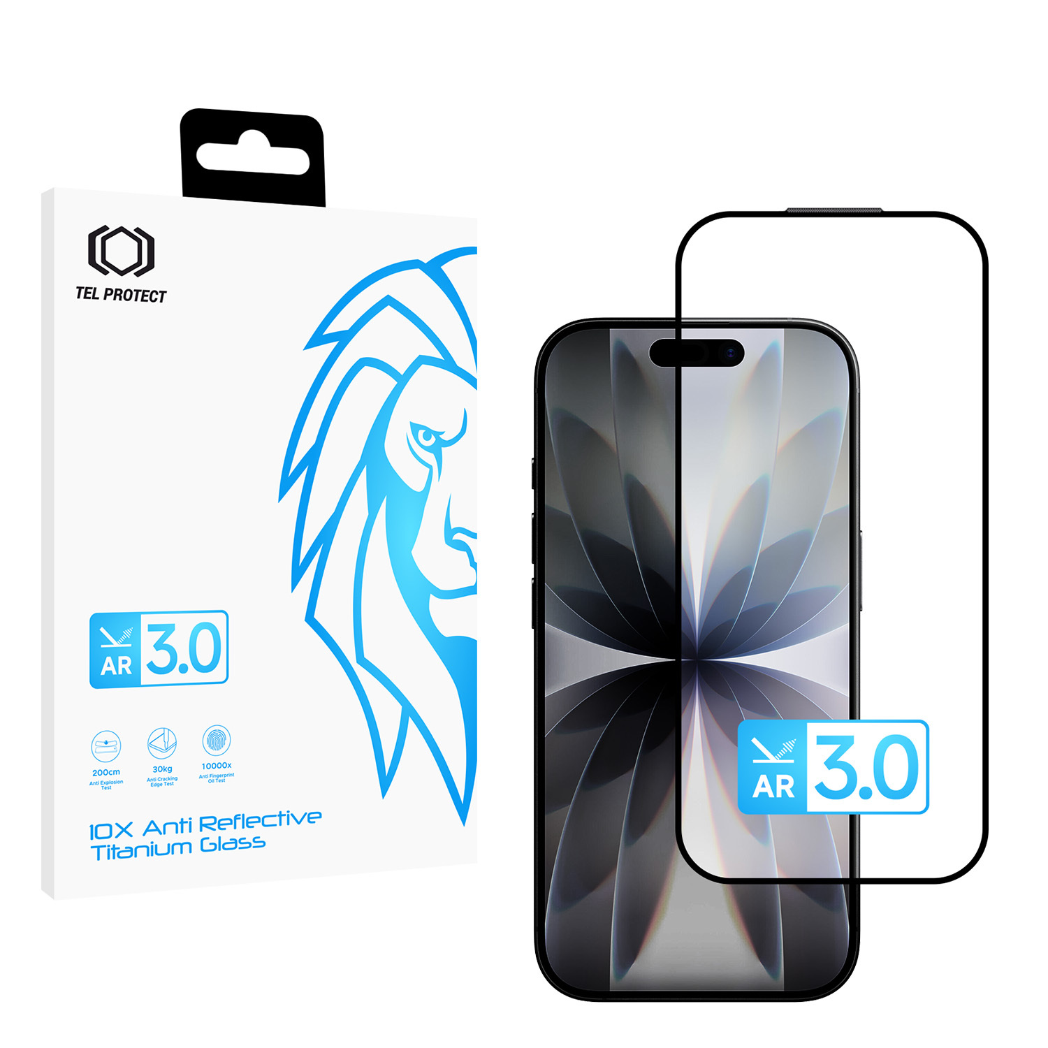 Karkaistu lasi Tel Protect 10X AR 3.0 AntiReflective Titanium Iphone 16 Pro Max