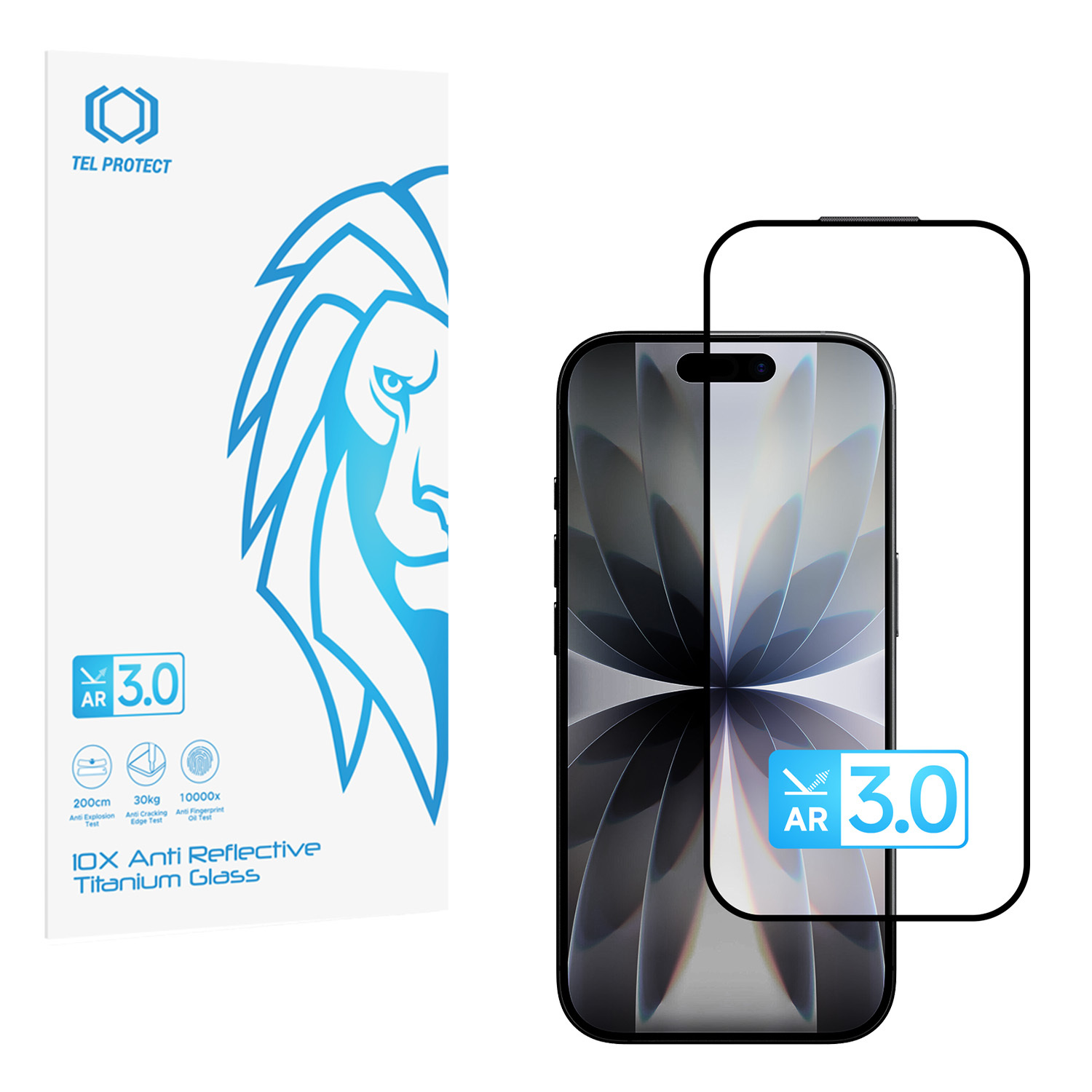 Karkaistu lasi Tel Protect 10X AR 3.0 AntiReflective Titanium Iphone 16 Pro Max (kirjekuori)