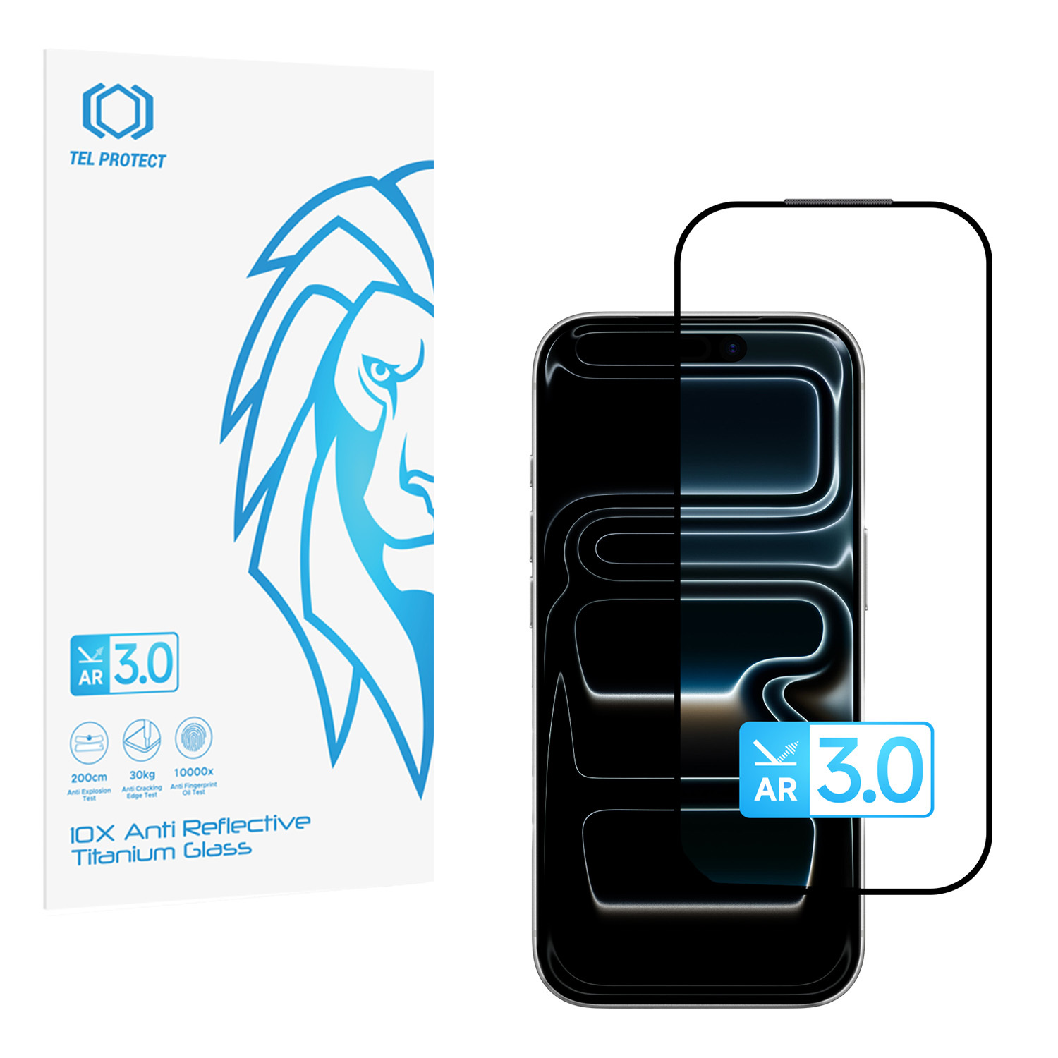 Karkaistu lasi Tel Protect 10X AR 3.0 AntiReflective Titanium Iphone 17 Pro (kirjekuori)
