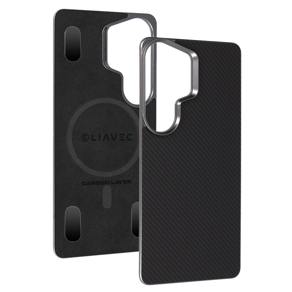 Liavec Carbon Layer Magsafe Aramid Fiber suojakuori Samsung Galaxy S26 Ultra musta