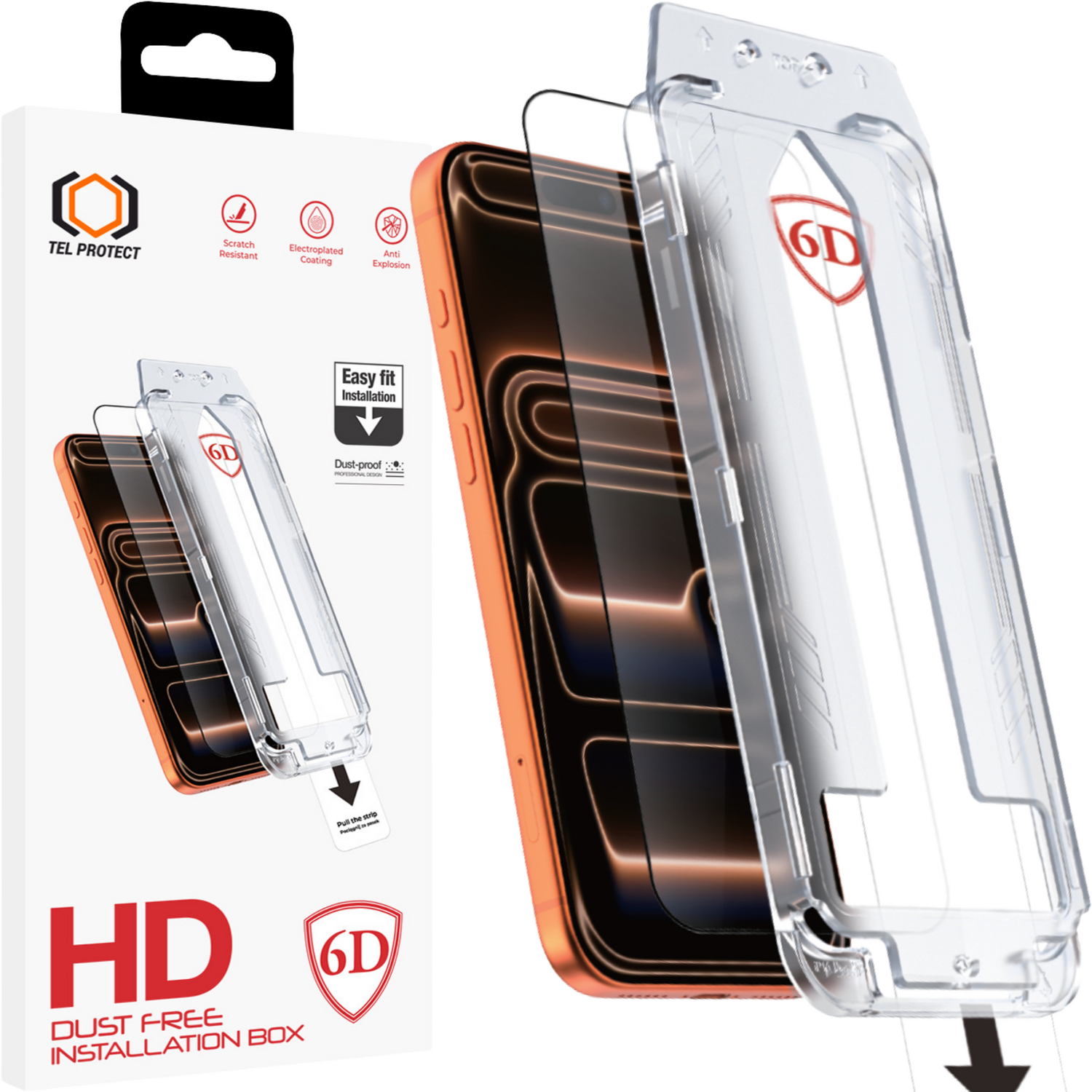 Tel Protect Dust-Free Easy Fit Full Glue 6D karkaistu lasi Iphone 17 Pro Max musta