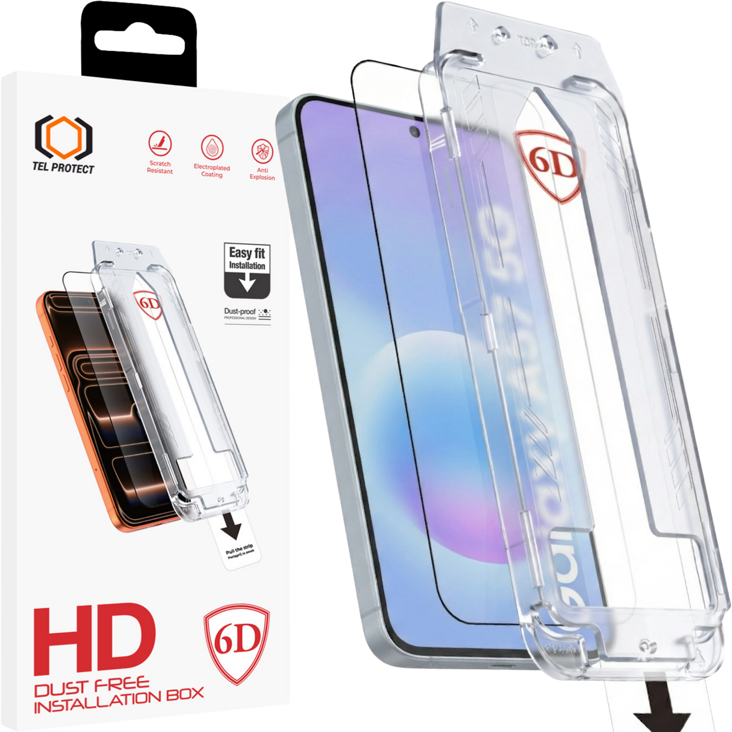 Tel Protect Dust-Free Easy Fit Full Glue 6D karkaistu lasi Samsung Galaxy A36/A37 5G musta