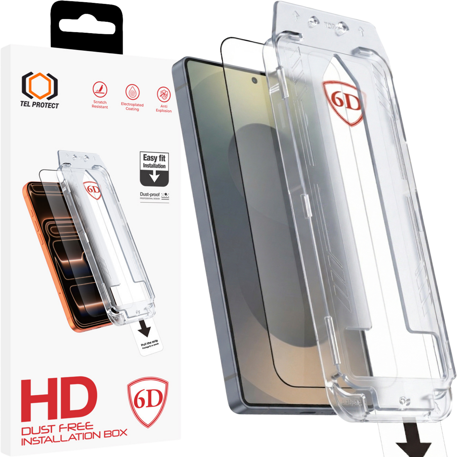 Tel Protect Dust-Free Easy Fit Full Glue 6D karkaistu lasi Samsung Galaxy S25 Ultra musta (sormenjäljen avauksella)